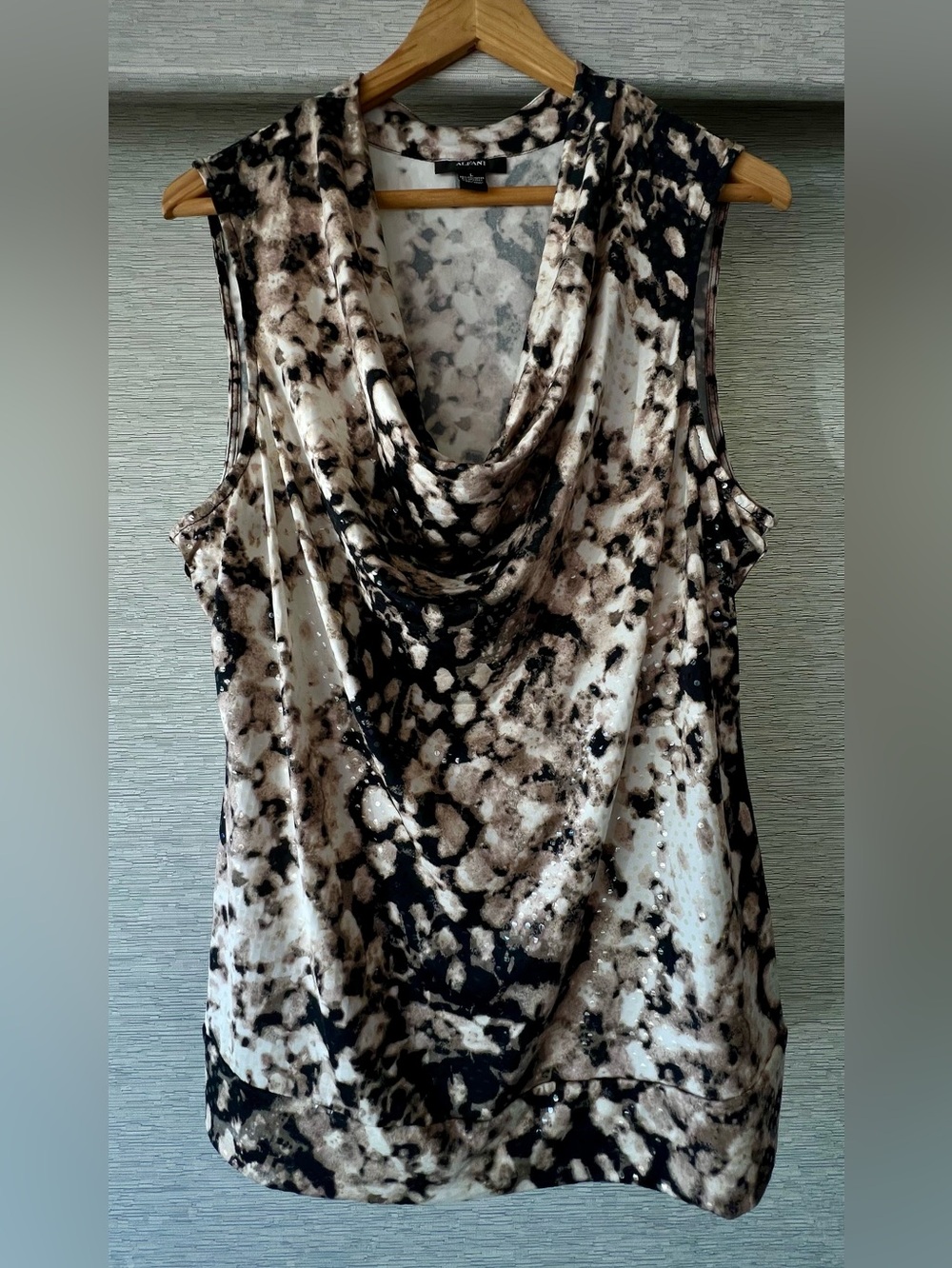 Alfani Blouse,  Black and Cream Cowl Neck Sleeveless Camisole
